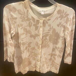 New With Tag, Roz & Ali Cream Floral Cardigan for Women